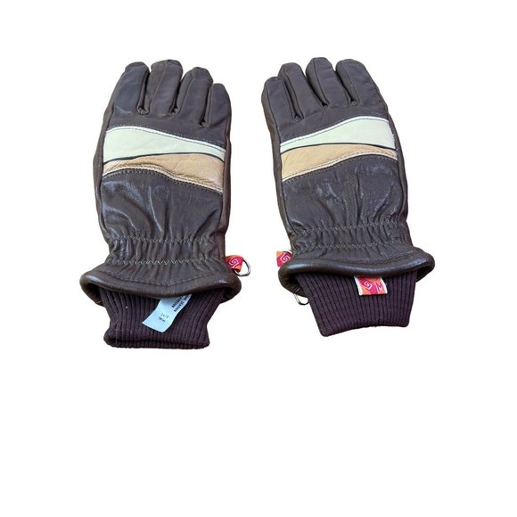 Vintage Kombi Gloves Brown Leather Beige MOD Retro Accessories - Picture 4 of 10